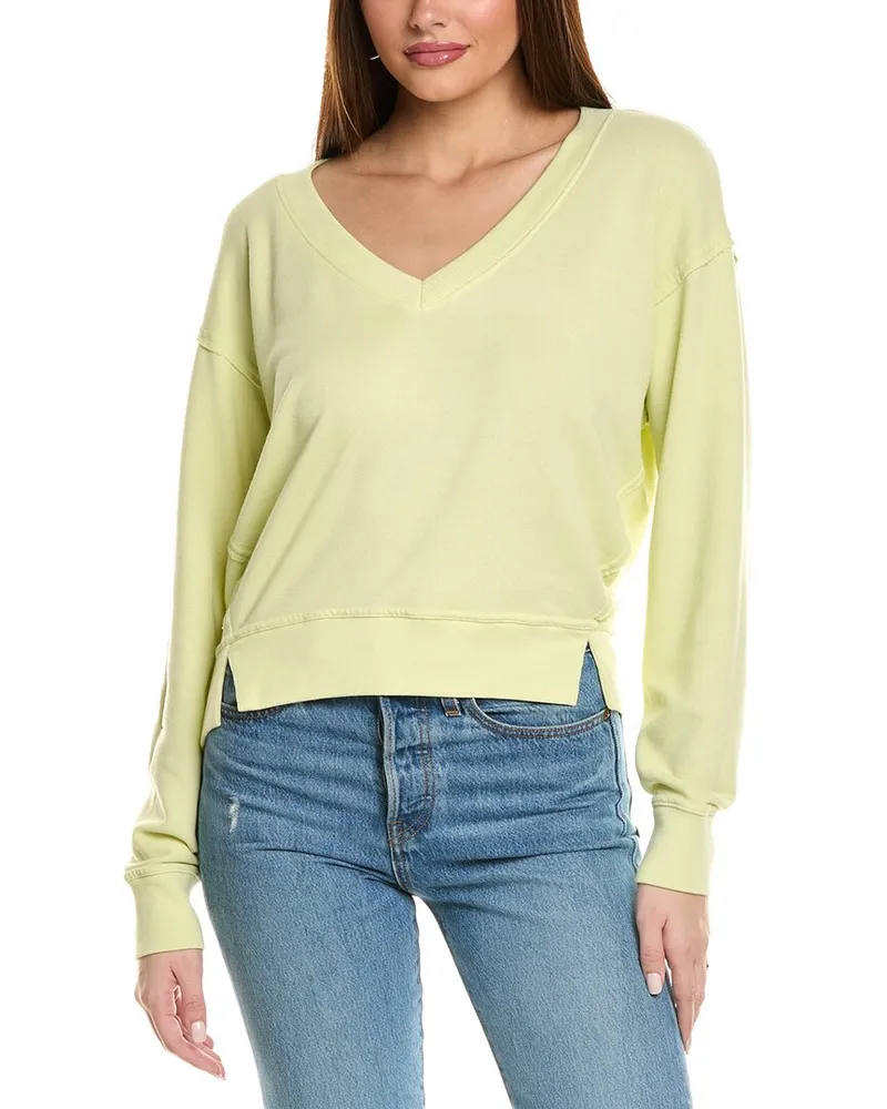Michael Stars Camila V-Neck Cropped Sweatshirt Nocolor