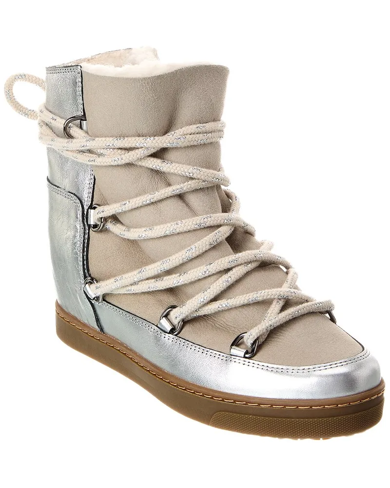 Isabel Marant Nowles Leather Snow Boot Silver