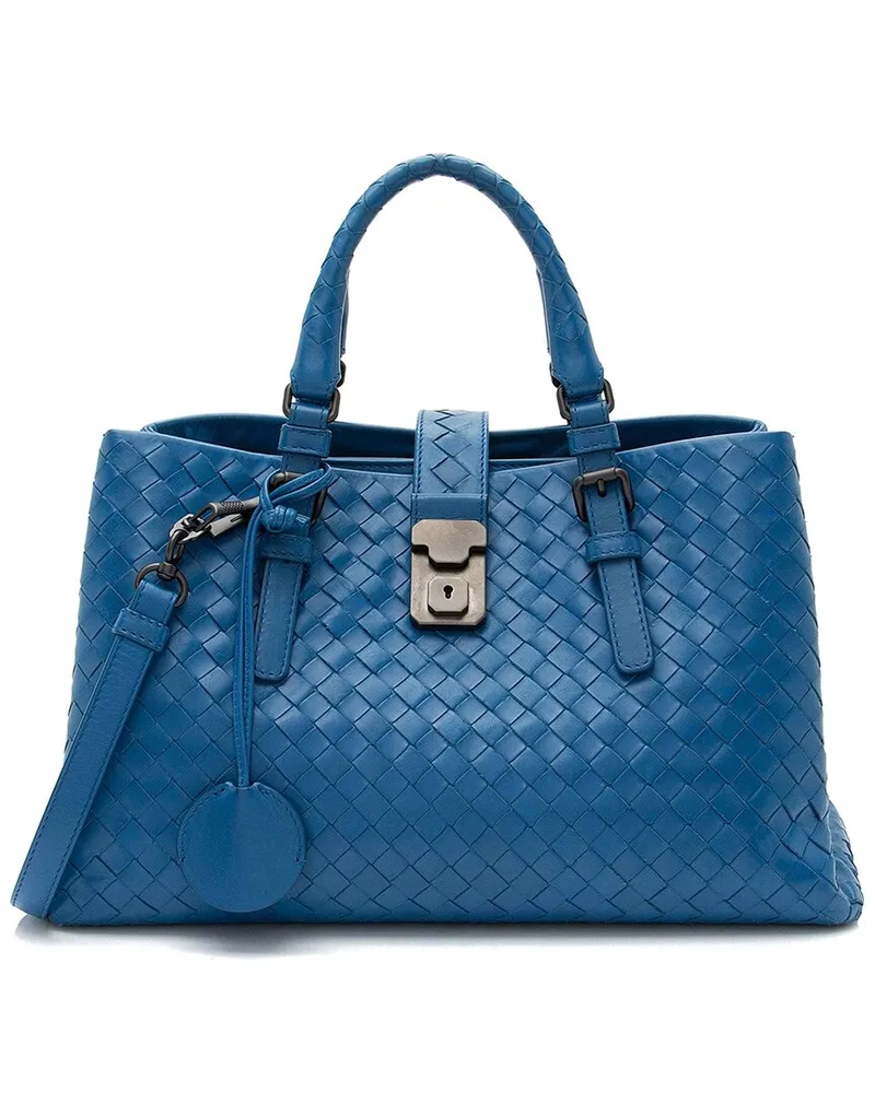 Bottega Veneta Blue Intrecciato Leather Roma Small Satchel (Authentic Pre-  Loved Nocolor