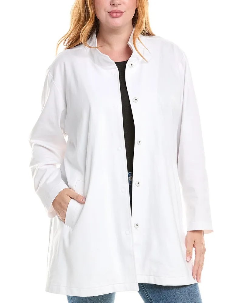 Eileen Fisher Plus Stand Collar Jacket White