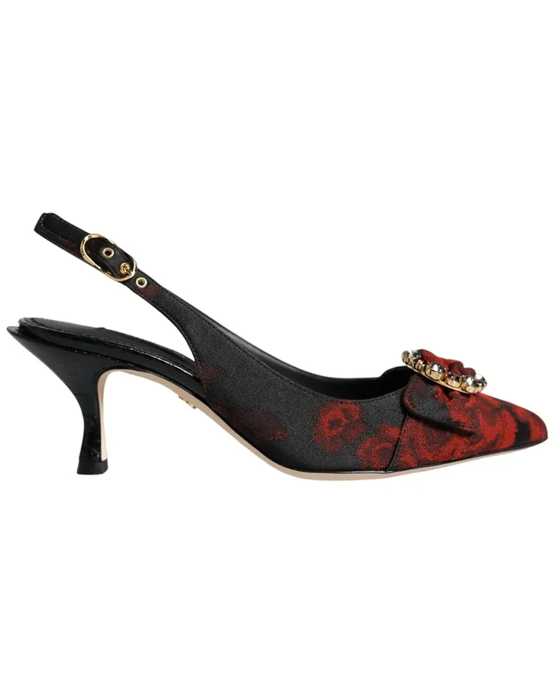 Dolce & Gabbana Snakeskin-Trim Slingback Sandal Black