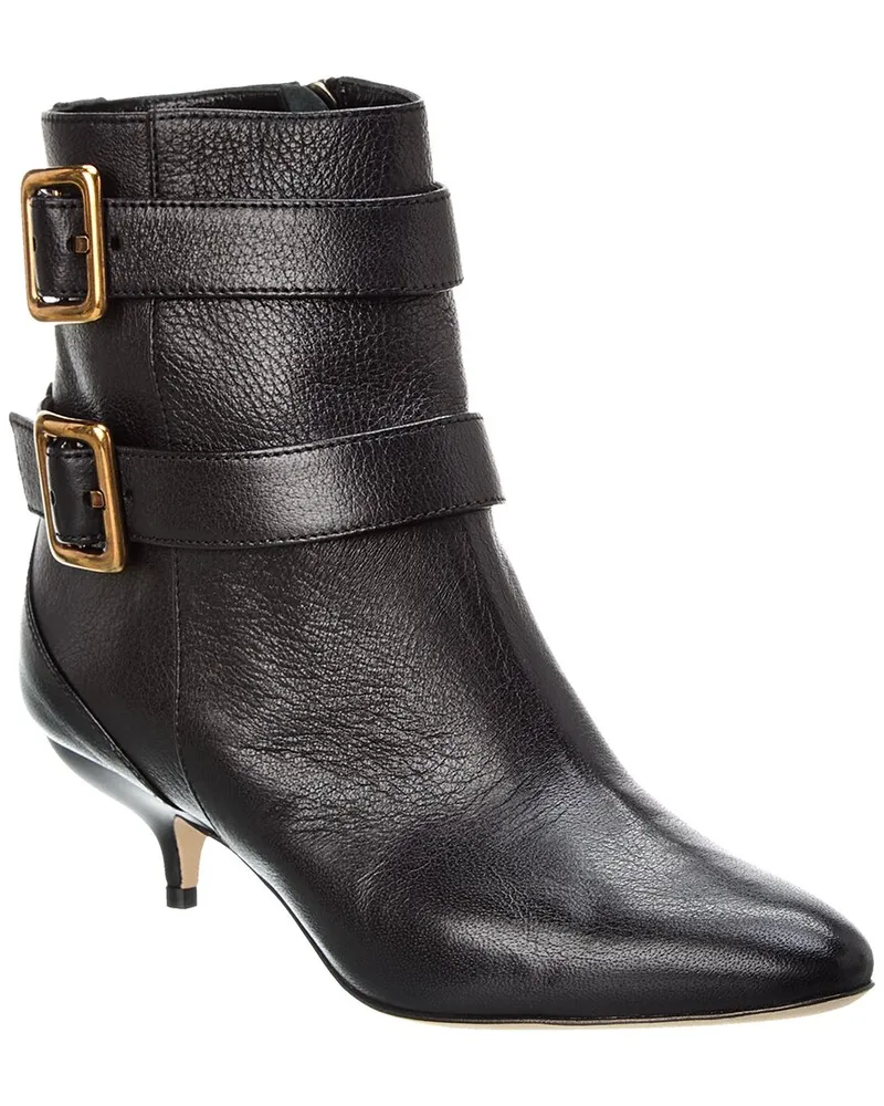 Manolo Blahnik Alciona 50 Leather Bootie Black