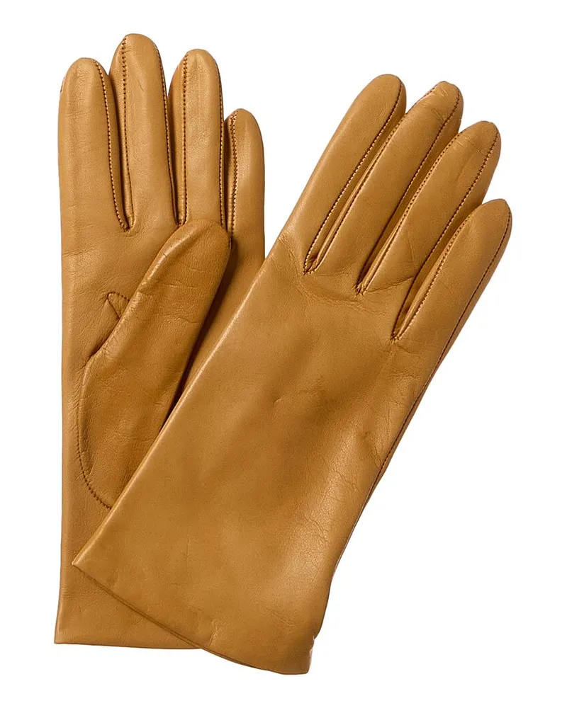 portolano  Cashmere-Lined Leather Gloves Brown