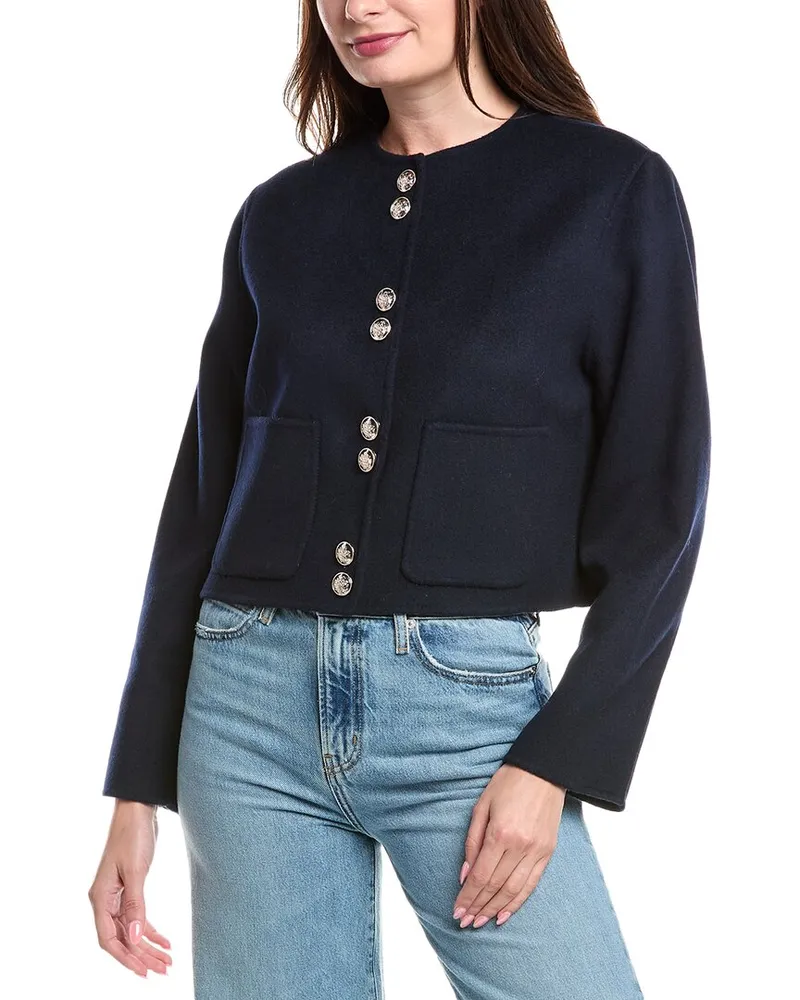 Maje Wool-Blend Blazer Blue