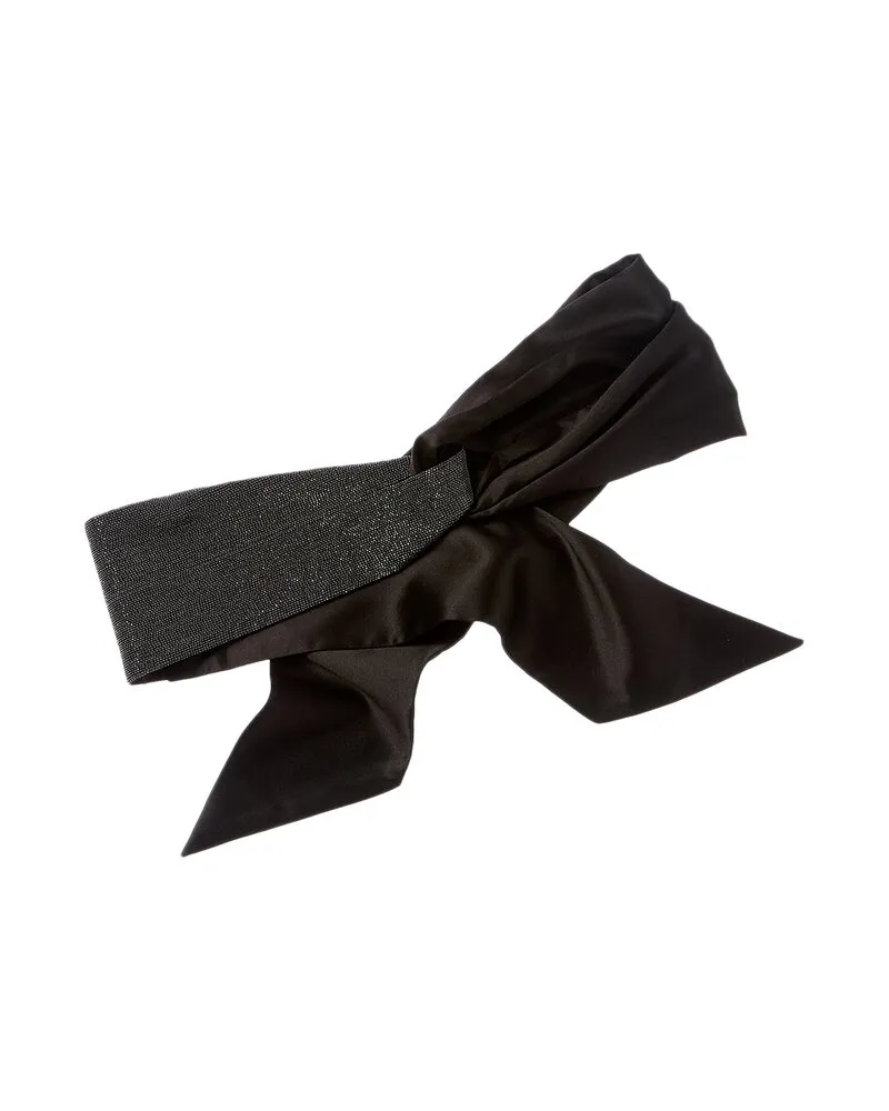 Brunello Cucinelli Monili Bead Silk Head Scarf Black