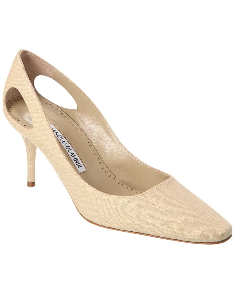 Manolo Blahnik Toplaca 70 Linen Pump Beige