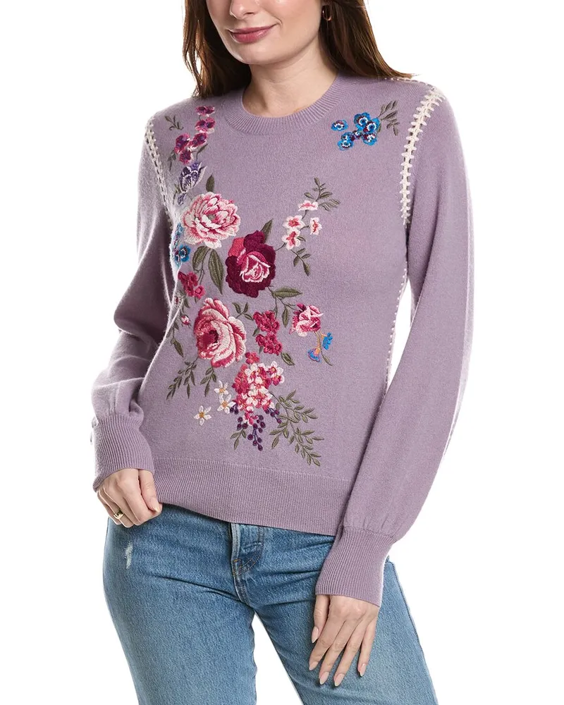 Johnny Was The Whipstitch Wool & Cashmere-Blend Sweater Purple