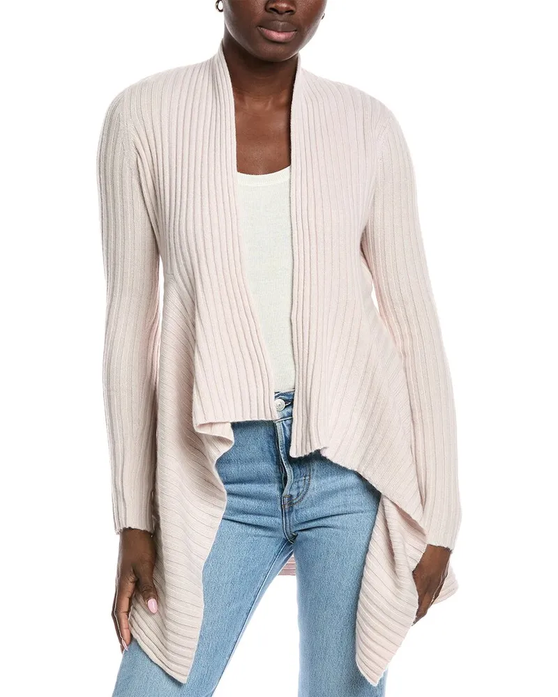 Autumn Cashmere Rib Drape Cashmere & Wool-Blend Cardigan Pink