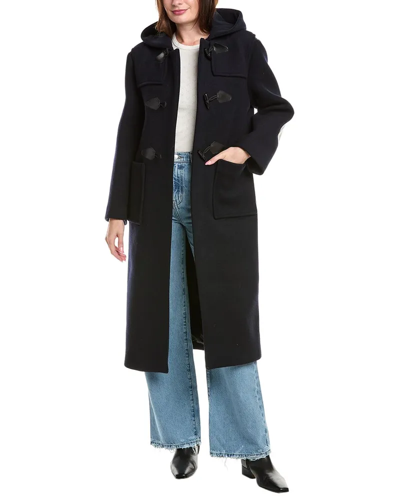 Sandro Toggle Wool-Blend Coat Blue