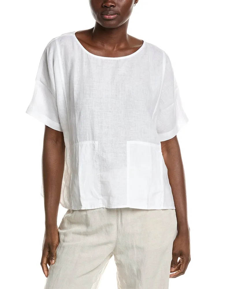 Eileen Fisher Linen Box Top White