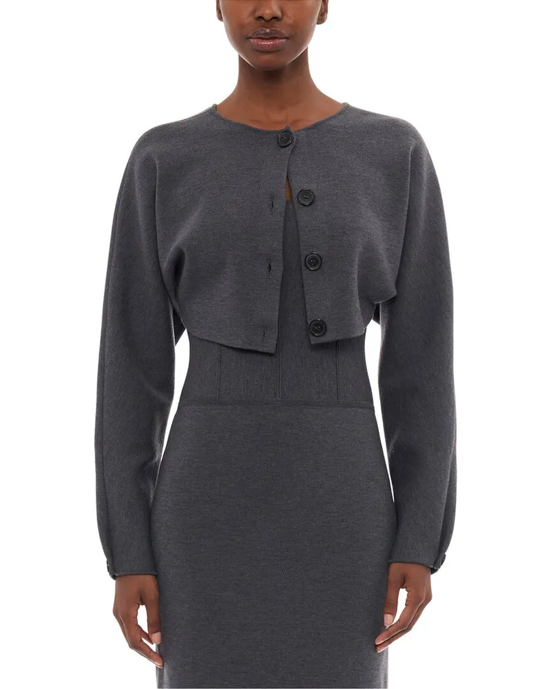 Carolina Herrera New York Cropped Wool Jacket Grey