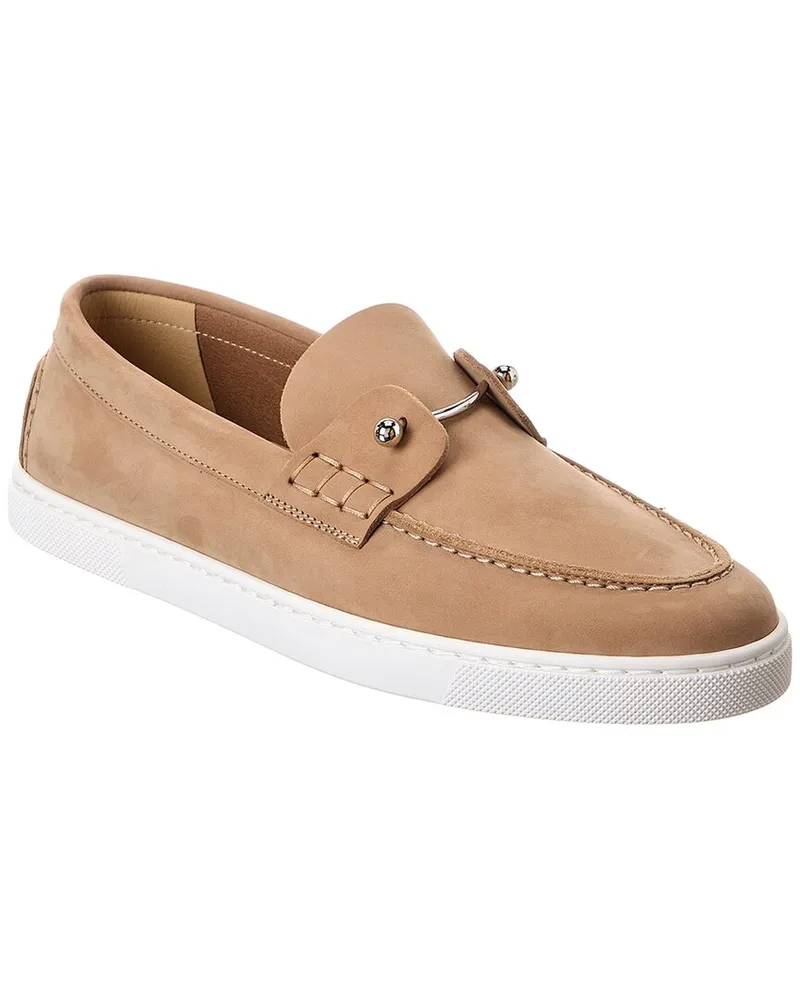 Christian Louboutin Chambeliboat Suede Boat Shoe Brown