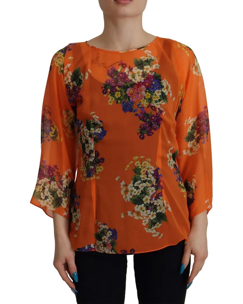 Dolce & Gabbana Silk-Blend Blouse Orange