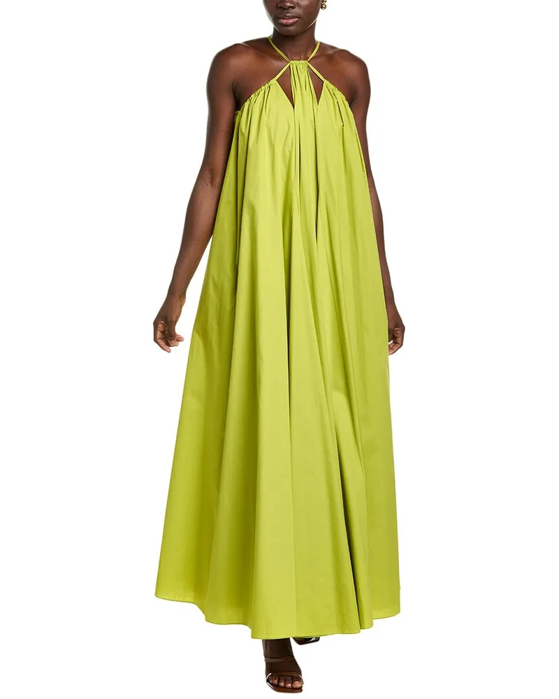 Oscar de la Renta Trapeze Halter Maxi Dress Yellow