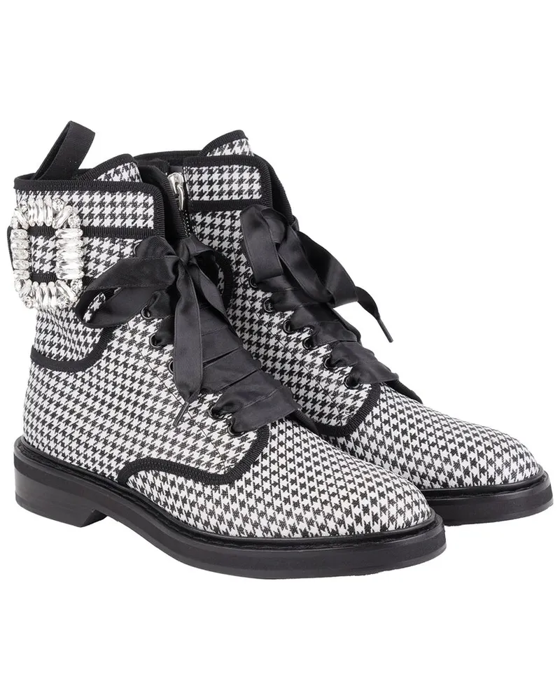Roger Vivier Viv Rangers Strass Leather Bootie Black