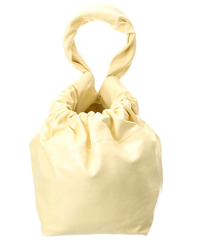 Jil Sander Drawstring Leather Bucket Bag Yellow