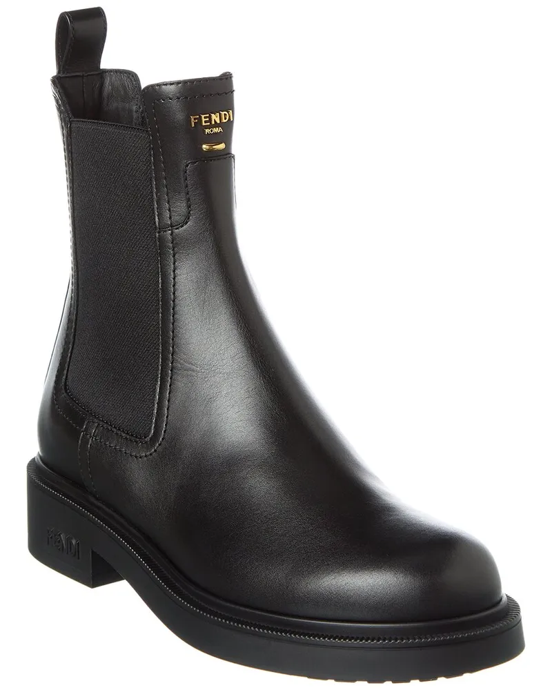 Fendi Filo Leather Biker Boot Black