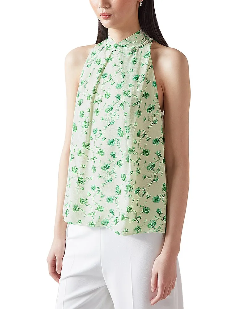 L.K.Bennett  Frink Silk-Blend Top Green