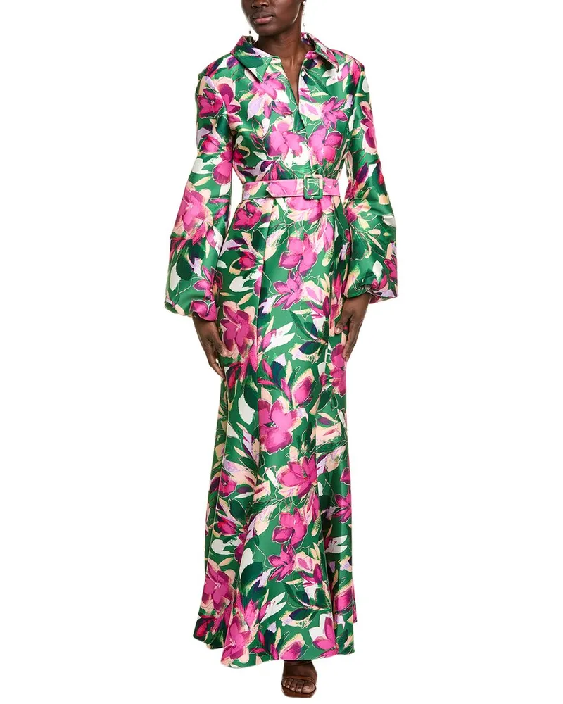 Badgley Mischka Belted Shirtgown Green