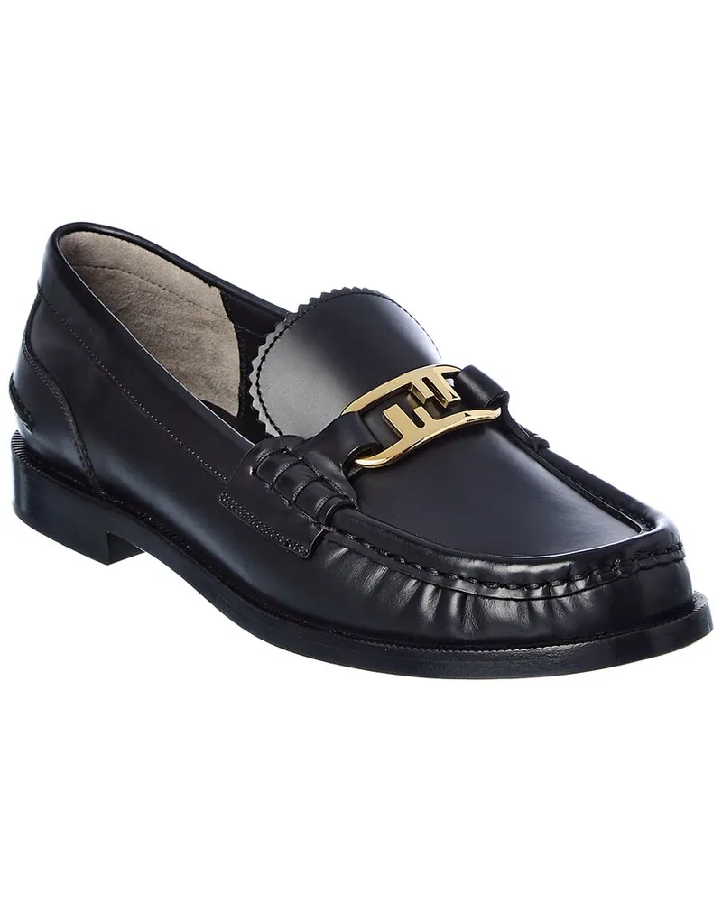 Fendi O'Lock Leather Loafer Black