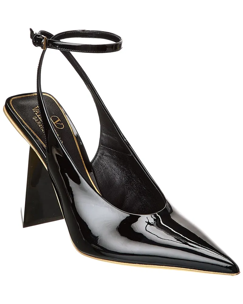 Valentino Garavani One Stud 100 Patent Slingback Pump Black