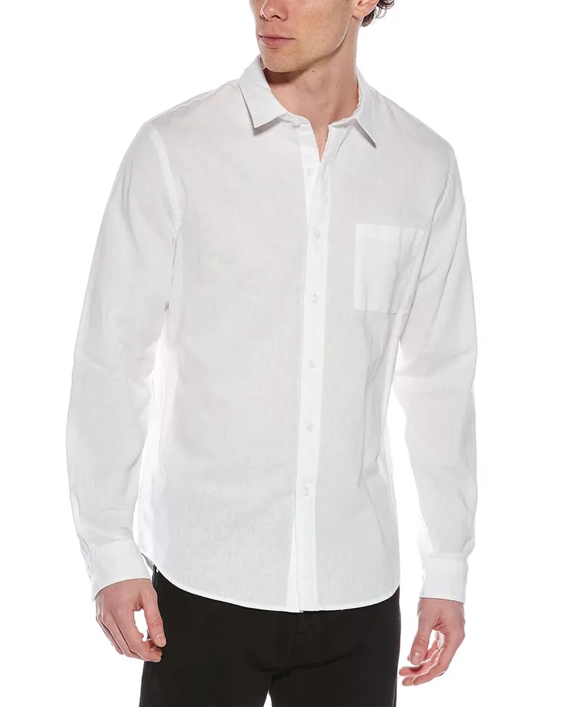 Vince Linen-Blend Button-Down Shirt White