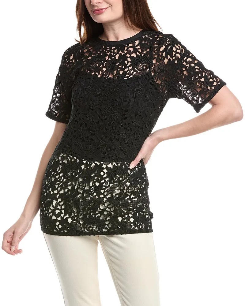 Valentino Garavani Wool & Silk-Blend Top Black