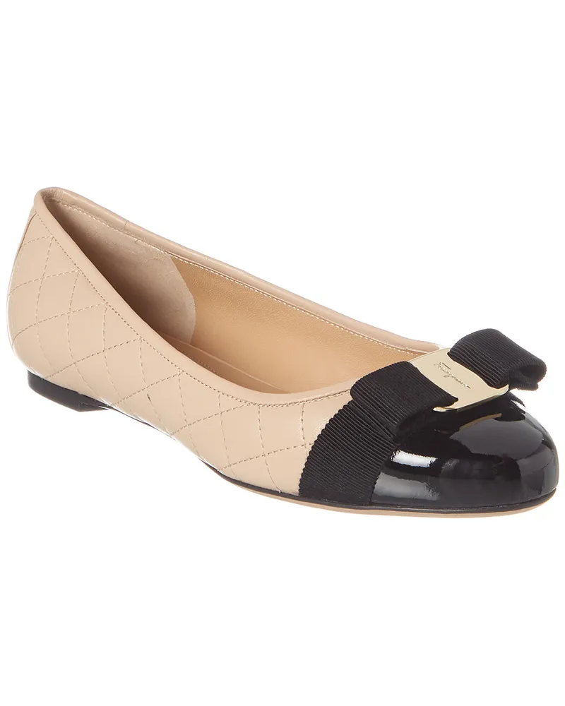 Ferragamo Varina Quilted Leather Ballet Flat Black