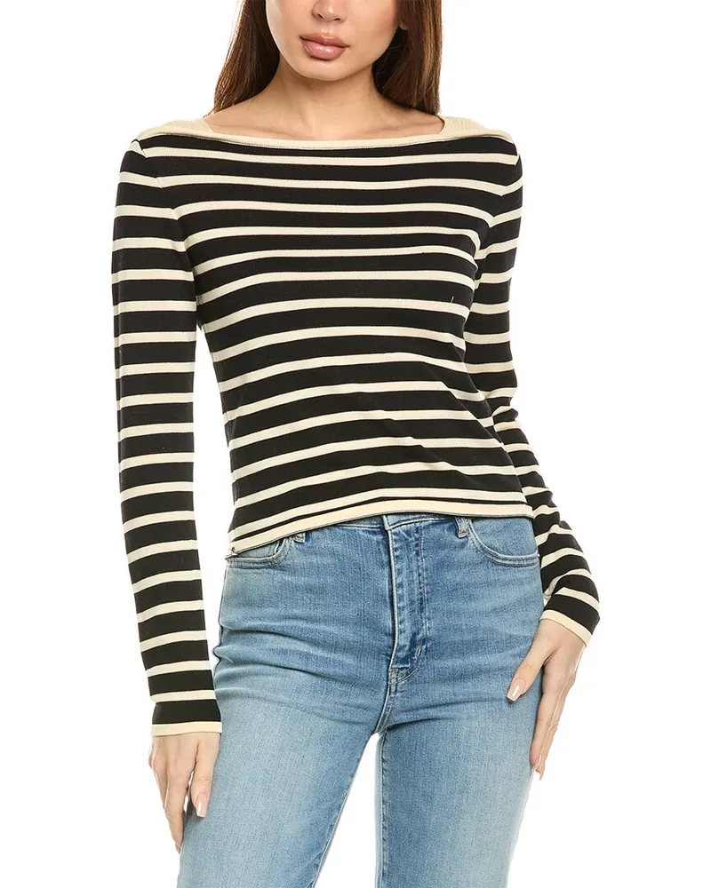 Frame Denim Stripe Sweater Black