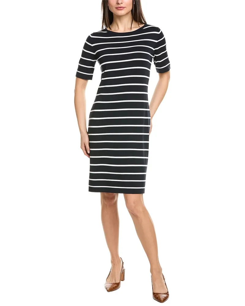 ST. JOHN Awning Stripe Shift Dress Blue