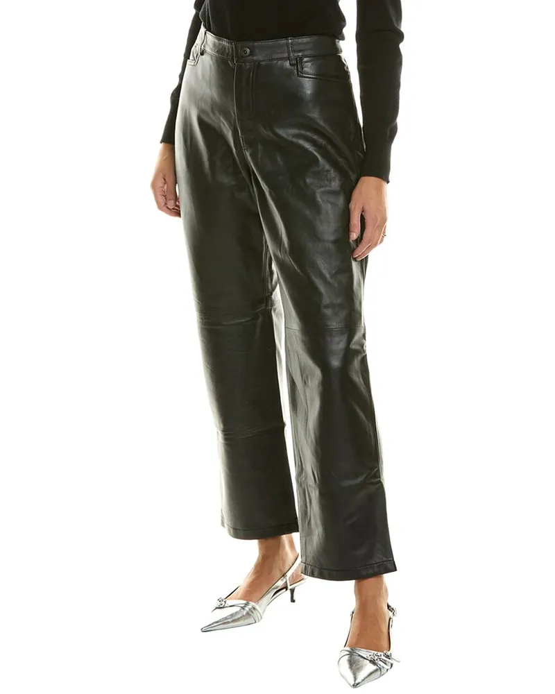 Proenza Schouler White Label Leather Straight Pant Black