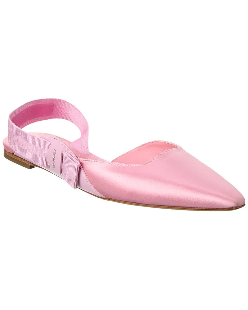 Ferragamo Vania Satin Slingback Flat Pink
