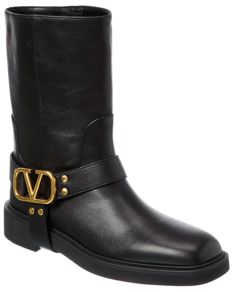 Valentino Garavani VLogo Signature Leather Boot Black