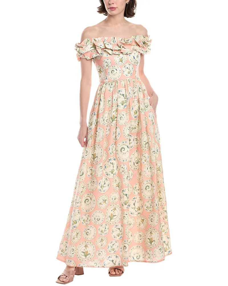 AGUA BENDITA Menaje Linen Maxi Dress Pink