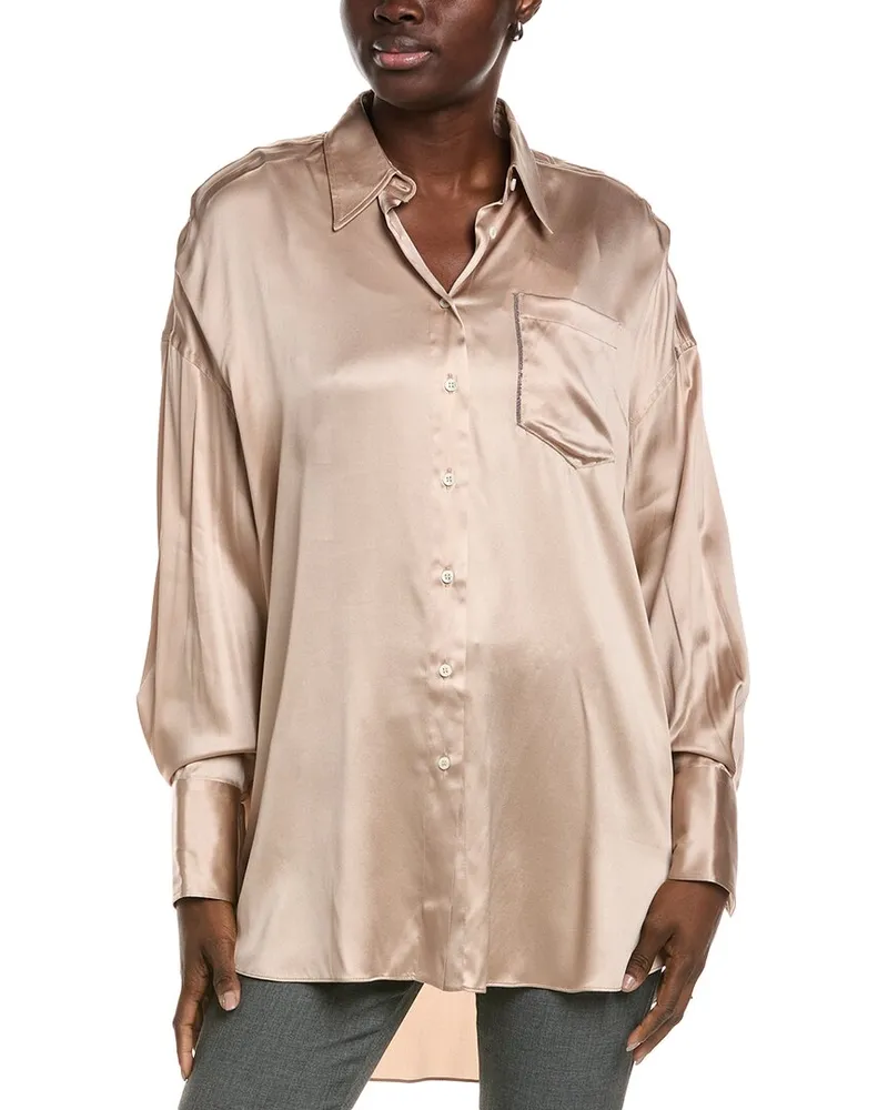 Brunello Cucinelli Silk-Blend Shirt Gold