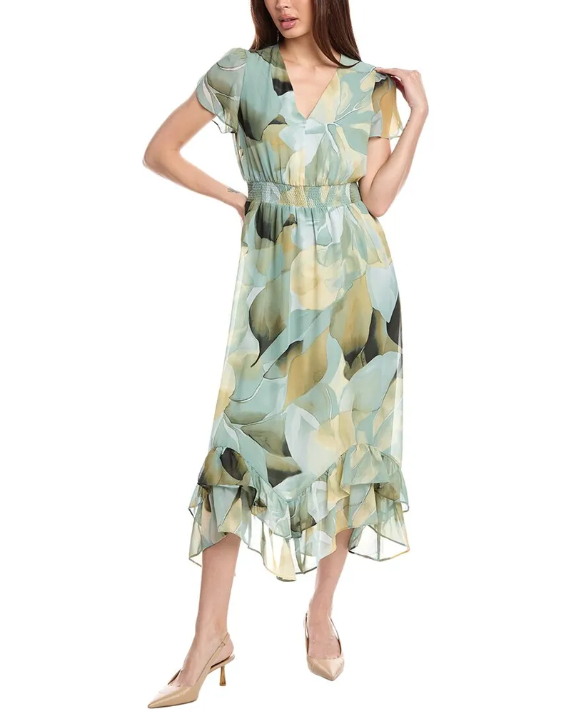 Anne Klein Tea-Length Dress Green
