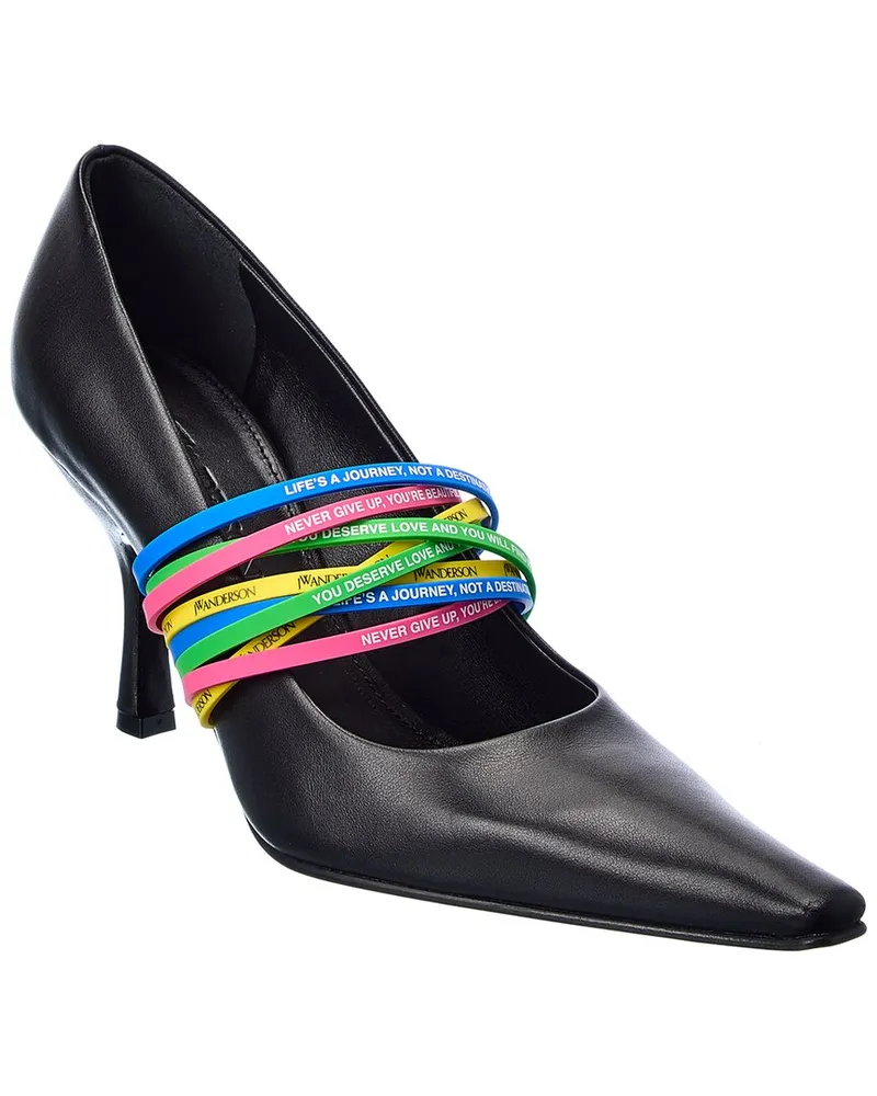 J.W.Anderson Slogan Print Leather Pump Black