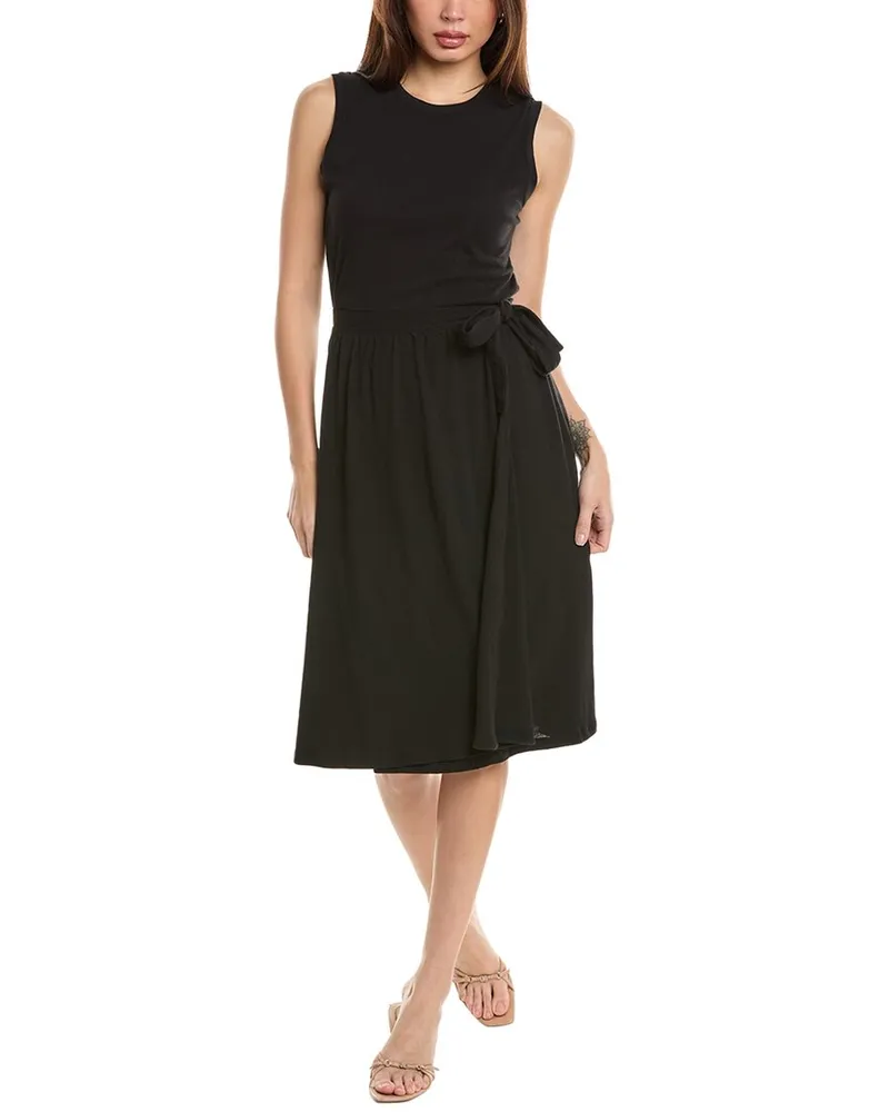 ATM High Torsion Wrap Skirt Midi Dress Black