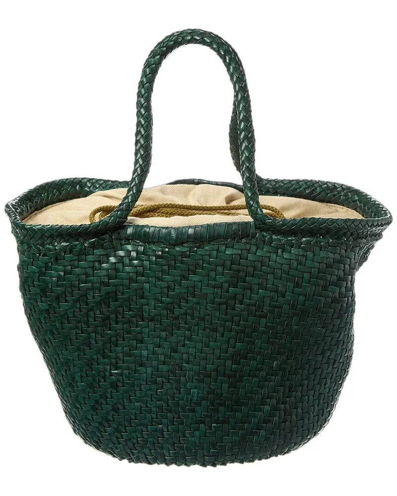 Dragon Diffusion Martha Woven Leather Tote Green