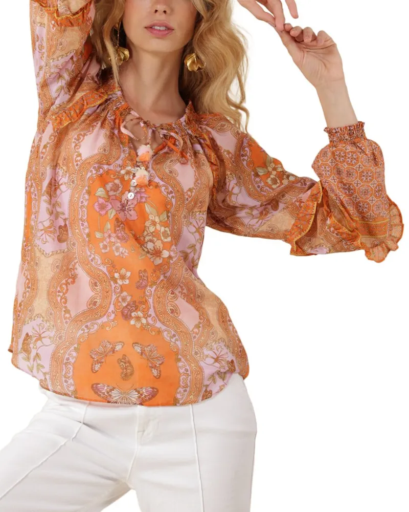 Hale Bob Phoenix Silk-Blend Blouse Nocolor