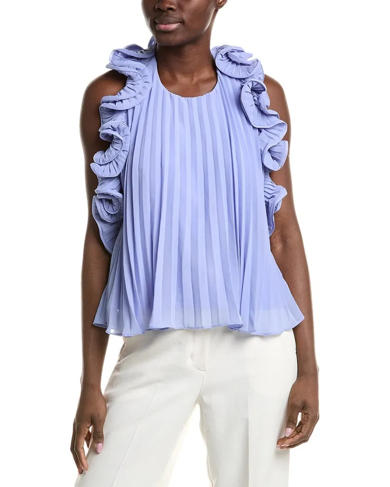 AMUR Halter Pleated Blouse Purple