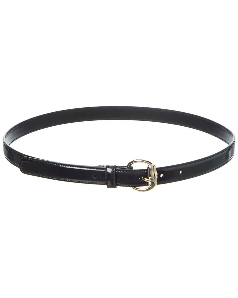 Gucci Bamboo Buckle Thin Leather Belt Black