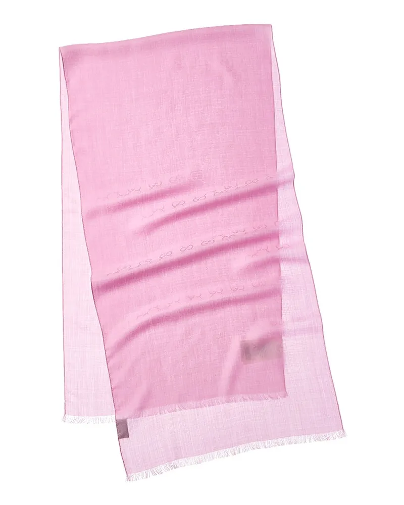 Gucci Logo Jacquard Wool & Silk-Blend Scarf Pink