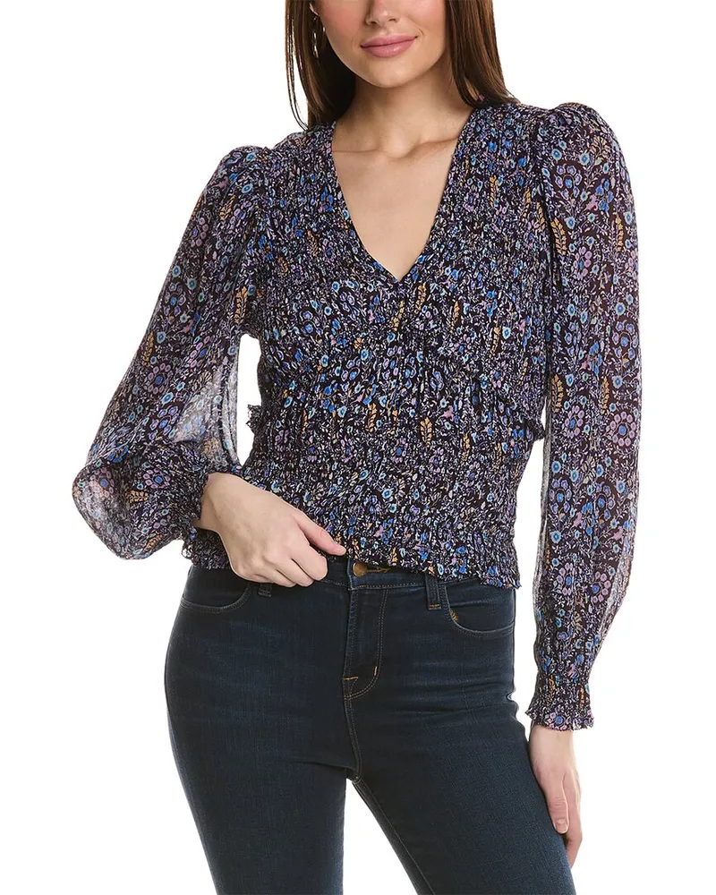 Isabel Marant Etoile Nibel Silk-Trim Top Blue