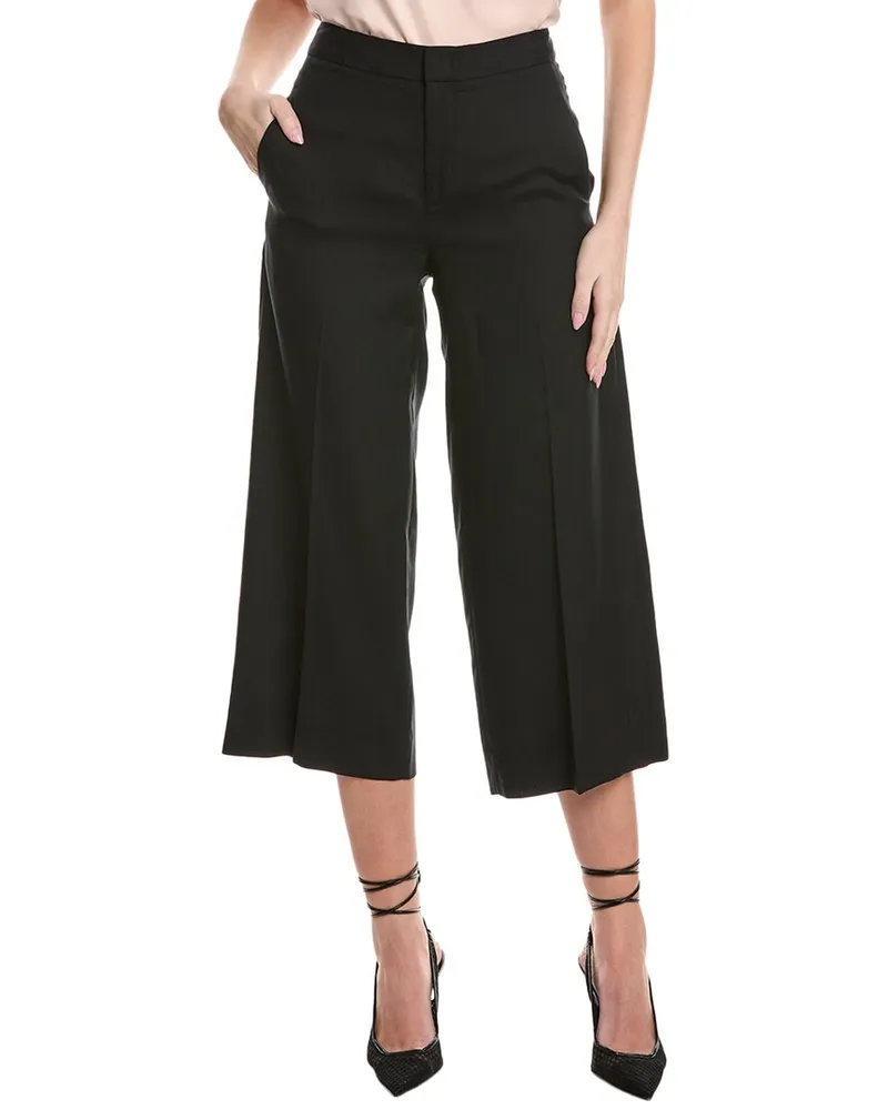 Vince Crop Wide Leg Linen-Blend Pant Black