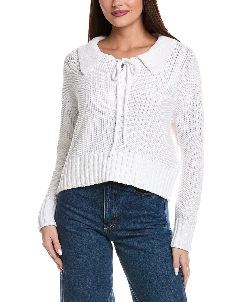 Splendid Roxie Lace-Up Sweater White