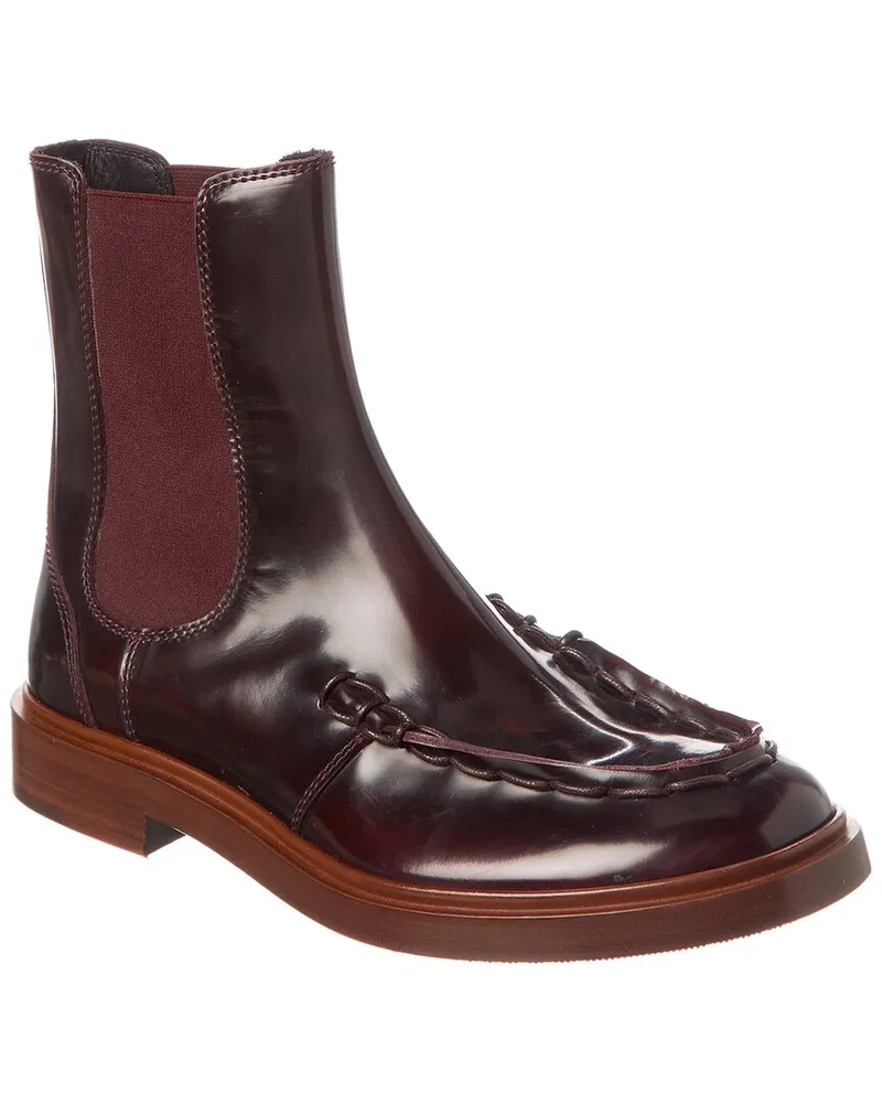 TOD'S TOD’s Logo Leather Bootie Red