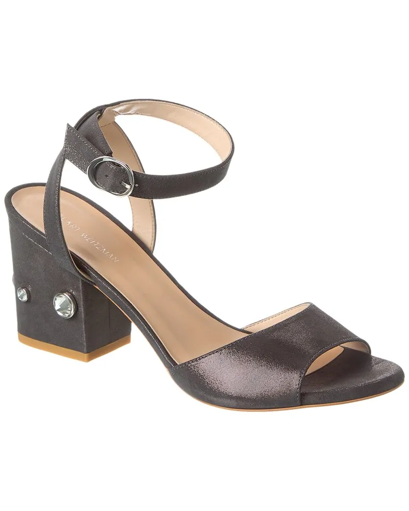 Stuart Weitzman Allshine 75 Suede Block Sandal Black