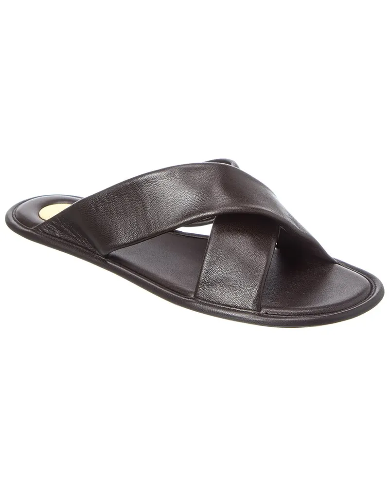 Saint Laurent Carlyle Leather Sandal Brown