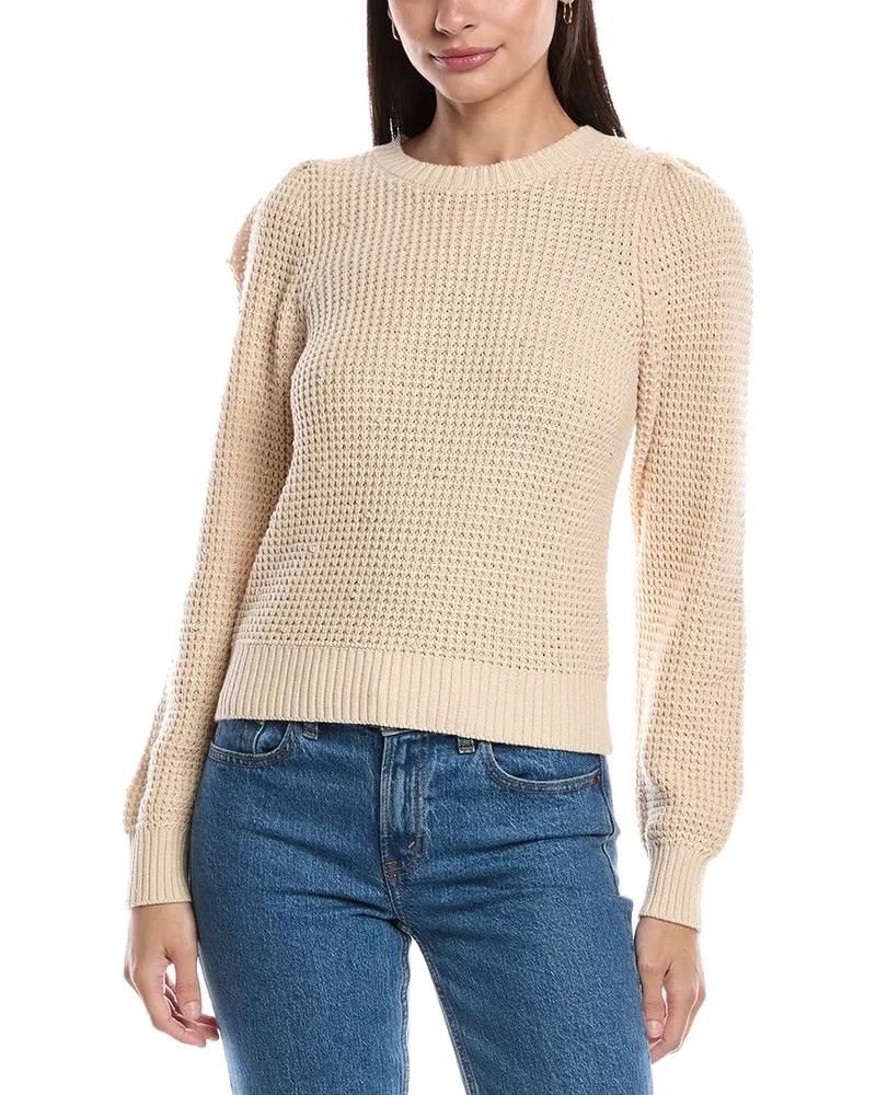 Michael Stars Francesca Puff Sleeve Wool-Blend Sweater Beige
